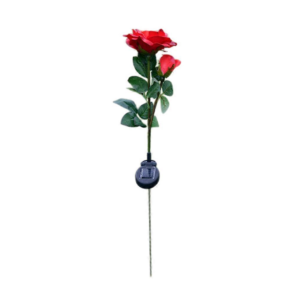 LED Simulation Flower Lamp Solar Rose Light Function 2 Heads Outdoor Decoration