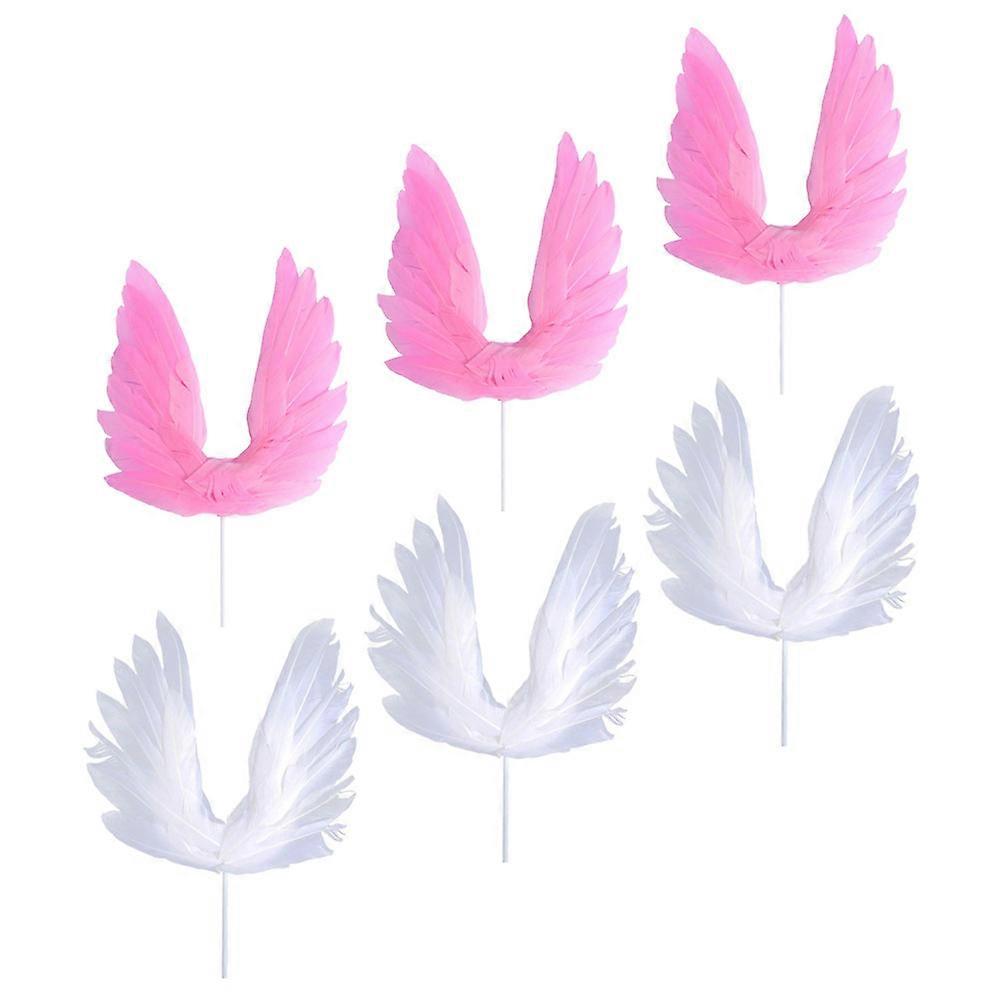 Wing Cake Decor Feather Wings for Decoration 6Pcs Assorted