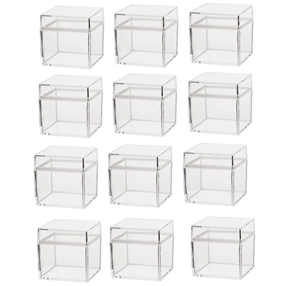 24Pcs Transparent Packing Box Plastic Candy Box Gift Container Square Container