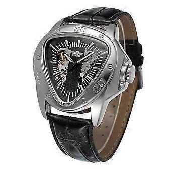 Automatic Mechanical Watch Men's Wrist Watch with PU Band Black