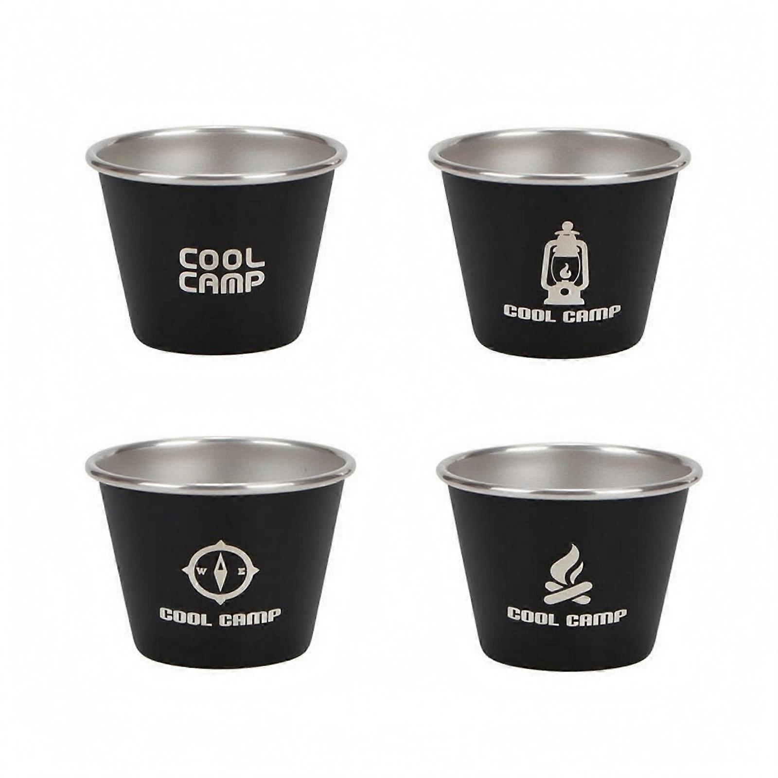 4 Pieces Stackable Camping Cup Tapered Shape Stackable Camping Cups Black Finish