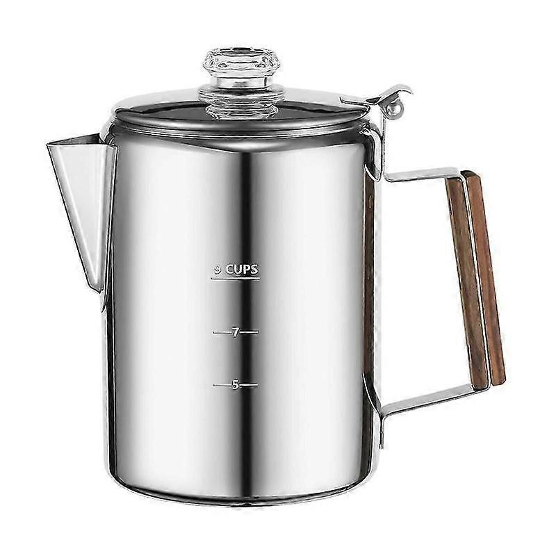 Cafetera de acero inoxidable para cocina y camping.