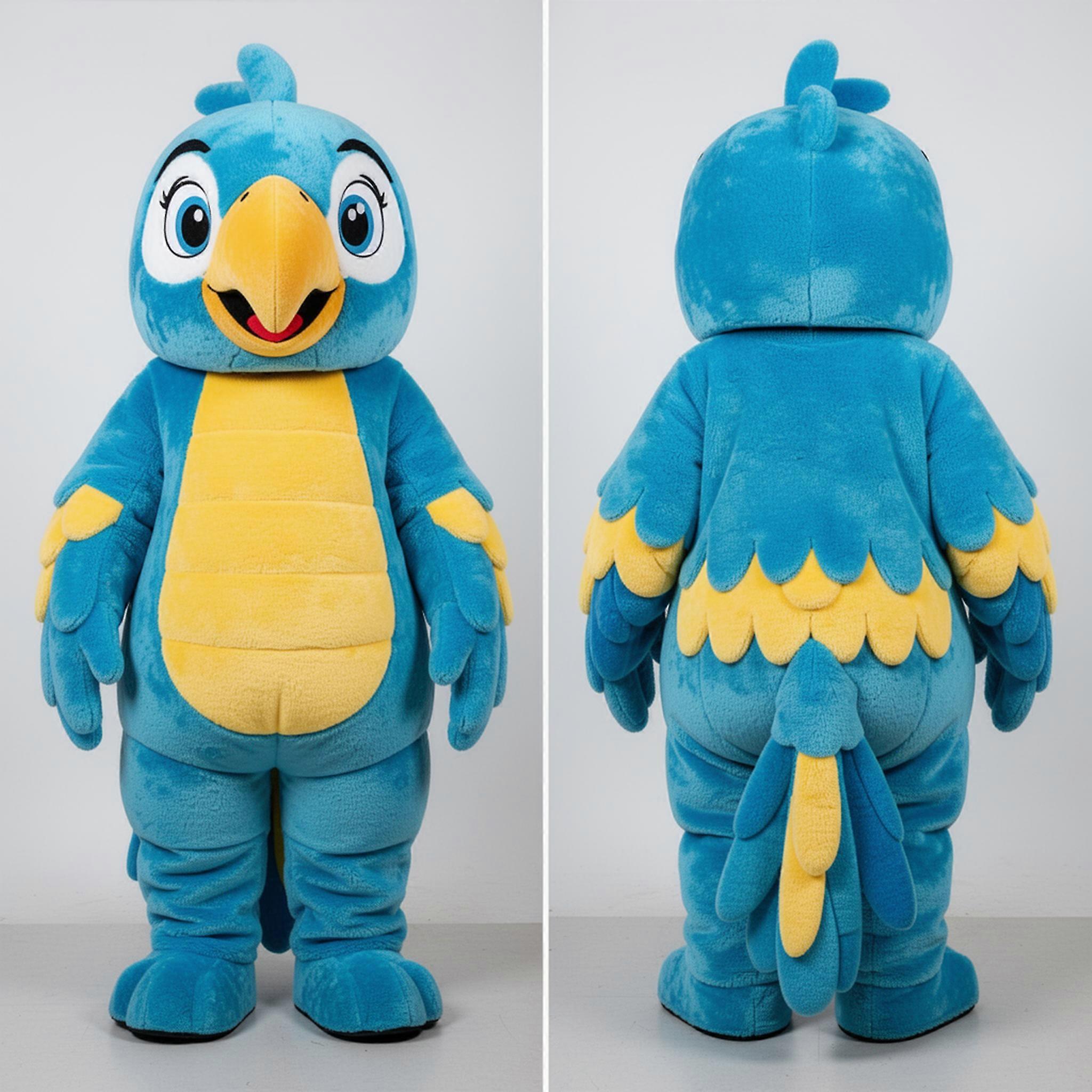 MASTICOT Cyan Feathered Macaw Mascot
