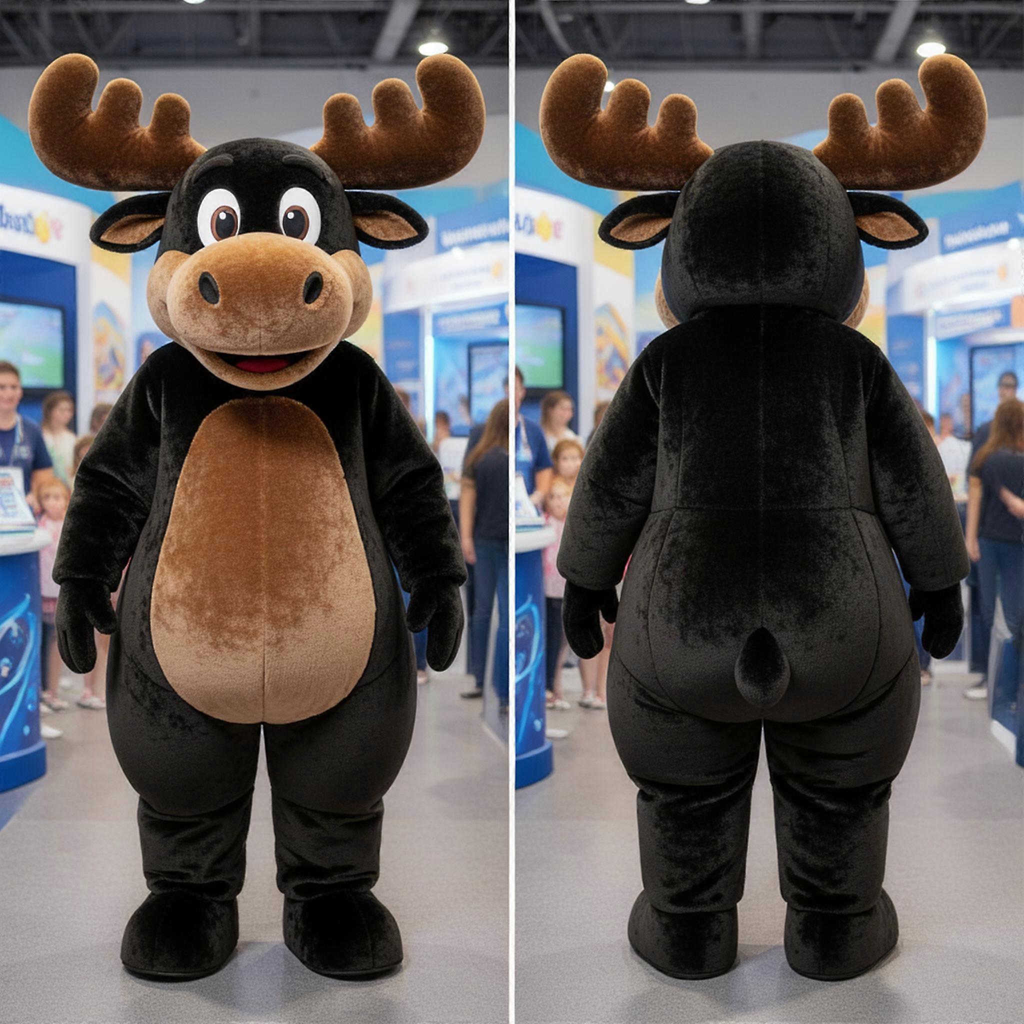 MASTICOT Velvety Black Broad Antlered Moose Mascot
