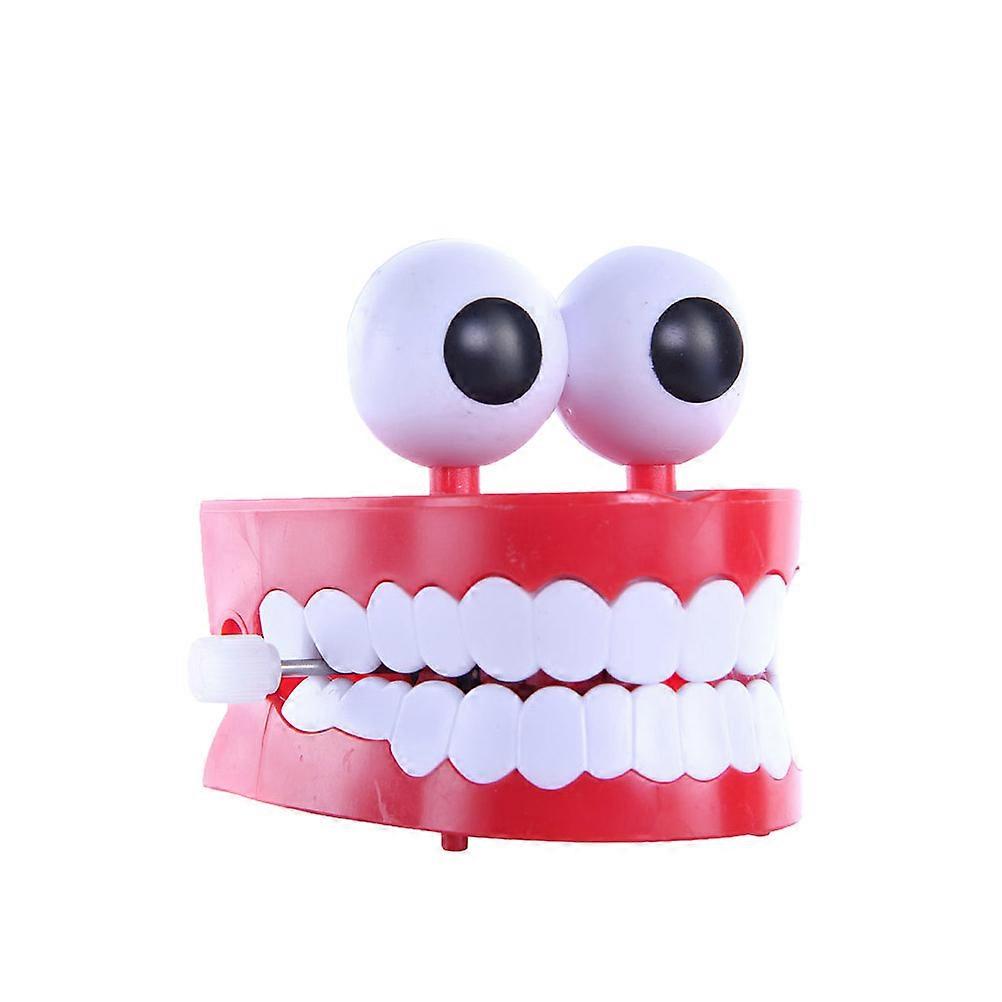 Plastic Funny Toy Clockwork Chomping Teeth Luminous Effect