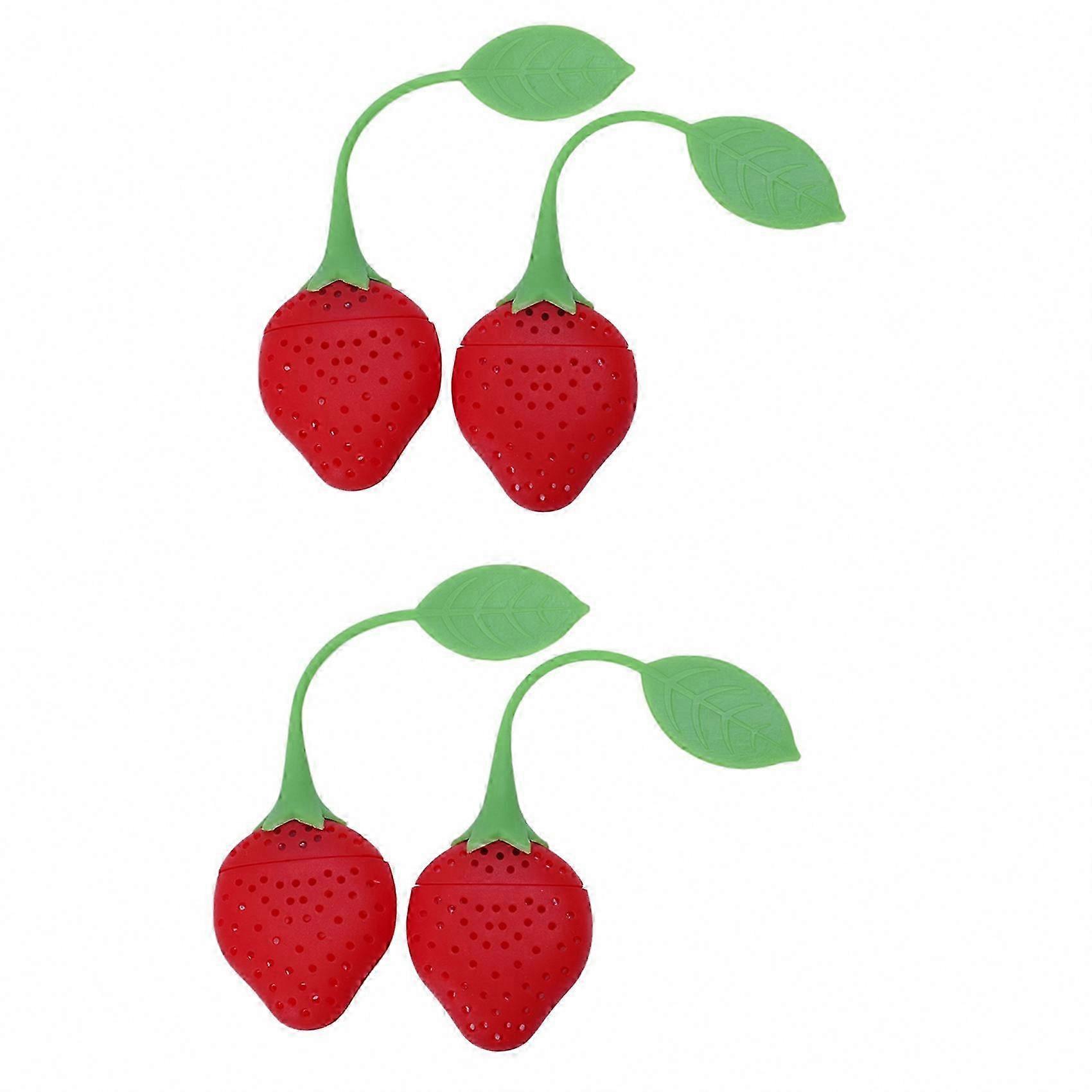 4 Pcs Silicone Strawberry Tea Infuser Ball & Strainer Spoon Set