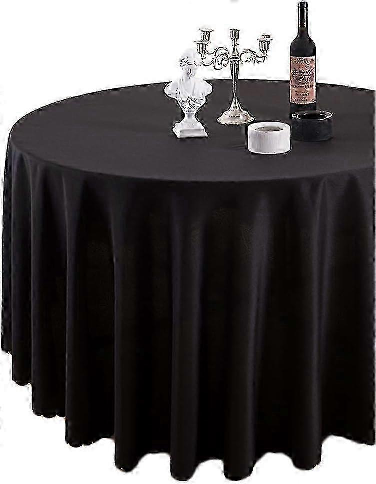 160cm Black Round Tablecloth Soft Polyester
