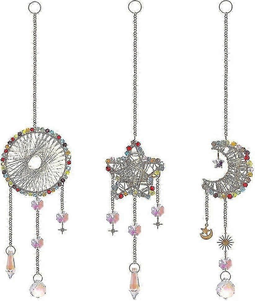 Crystal Sun Catcher Set Moon Star Circle
