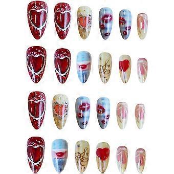 Uñas postizas almendradas con lazo labial Heartbeat
