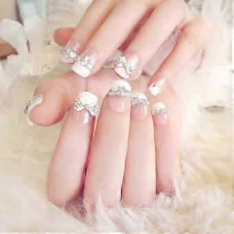 Artificial False Nails 24 Pcs French Tips for Bride and Wedding