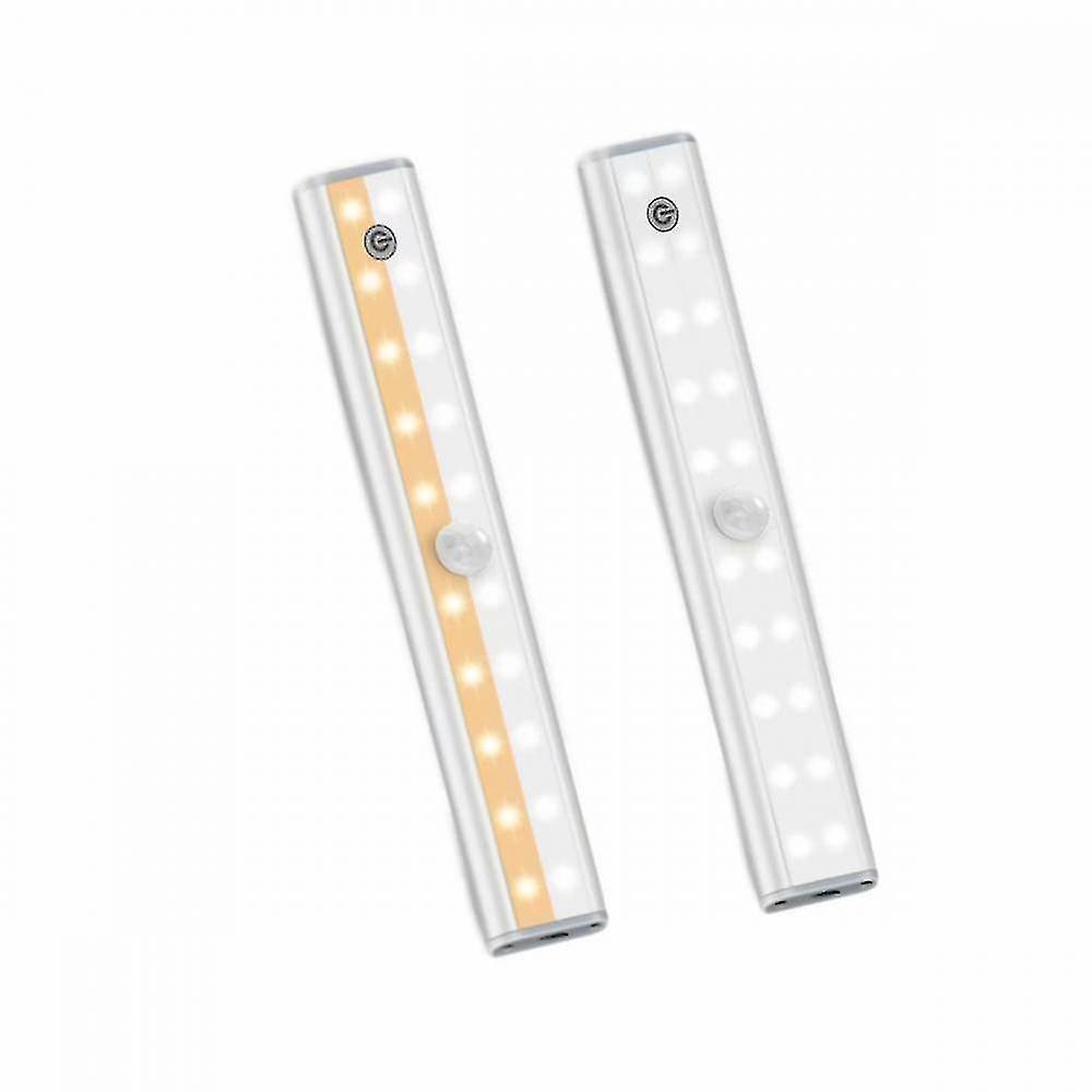 Household Smart Dual-color Rechargeable Led Human Body Remote Control Induction Light 2 Pcs