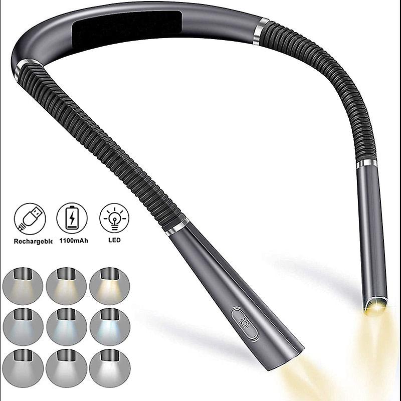 3-Color 8-led Flexible Neck Reading Light - Rechargeable Book Light For Reading, Knitting, Camping, Repairing, Running