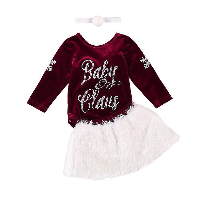 Baby Weihnachtskleidung, Langarm Brief Print Strampler & Röcke Set