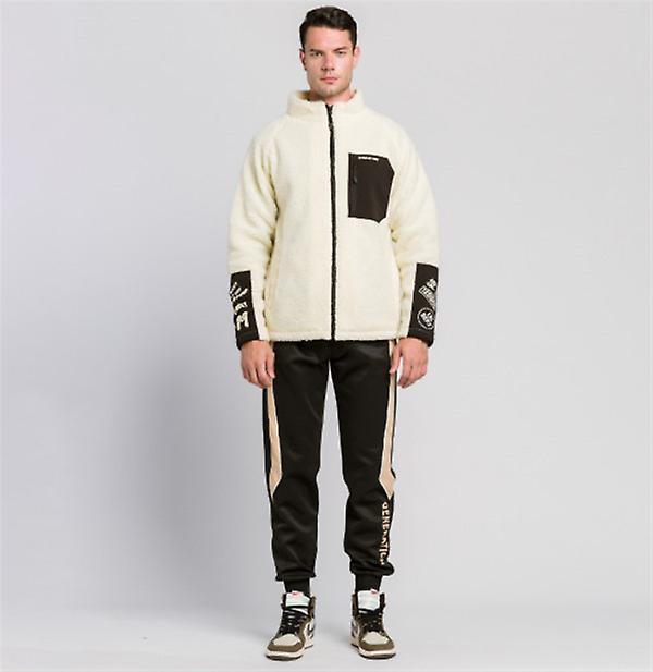 أزياء رجالي ونسائي العلامة التجارية شخصية جديدة جيوب تباين اللون خياطة لحم الضأن المخملية سترة للرجال بالإضافة إلى المخملية سميكة سترة كارديغان دافئة