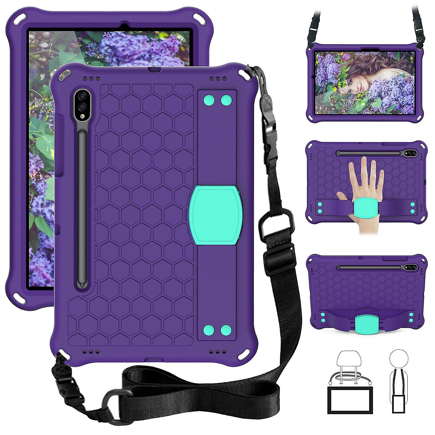 Honeycomb Pattern Case For Samsung Tab S8 11 Inch Sm X700 With Shoulder Strap, Hand Strap, Pen Holder, Fall Protection