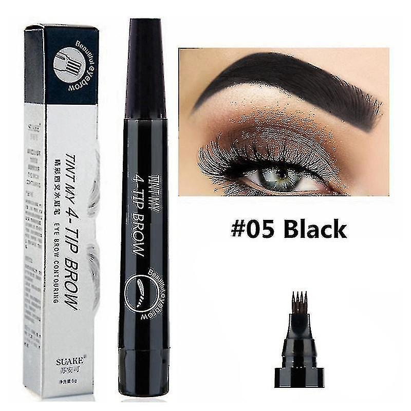 Stylo à sourcils 4 points 5 couleurs stylo de tatouage de sourcils imperméable à l’eau liquide