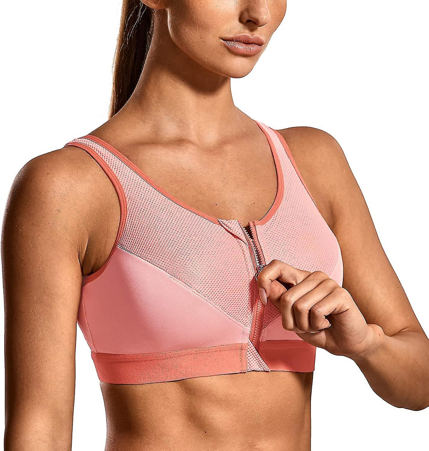 Reggiseno sportivo da donna ad alto impatto chiusura frontale cerniera Reggiseno da allenamento senza fili post chirurgia