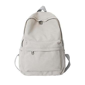 Solid Color Canvas Backpack Women School Bag For Teenage Girls