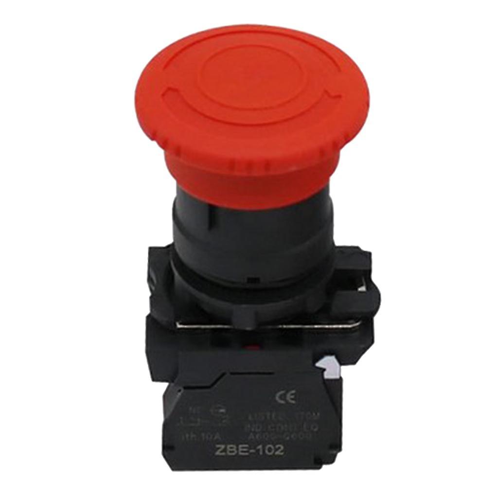 22mm Emergency Stop Mushroom Head Push Button Waterproof Plastic SB5-AS542