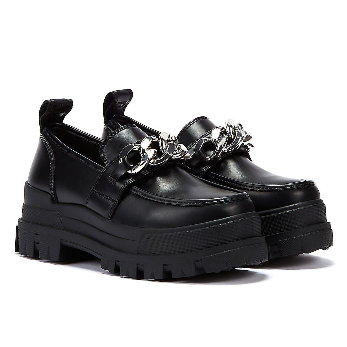 Buffalo Aspha Loaffer Chain Womens Black Shoes