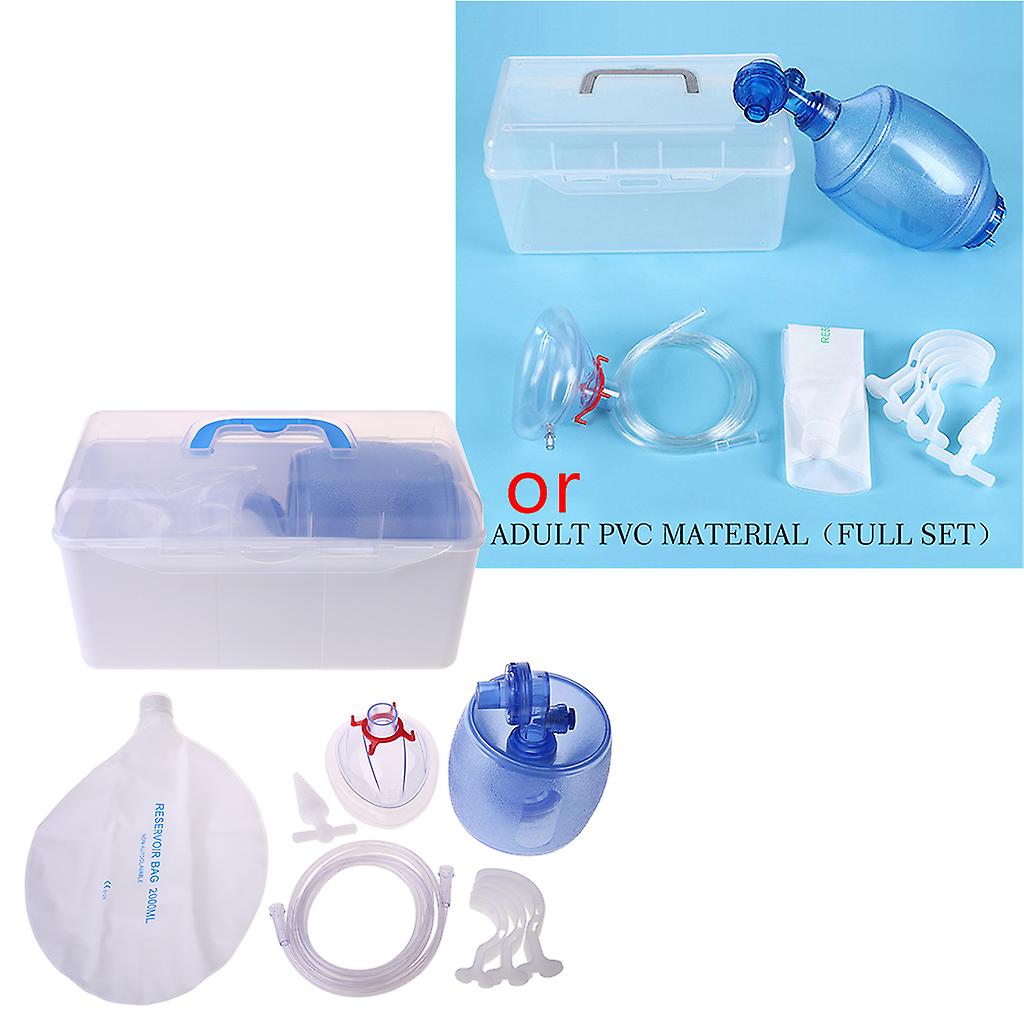 thumbnail image 2 of CPR Kit Manual Resuscitator – Adult Ambu Bag 1500ml PVC With Oxygen Tube, Made In India 2 of 6