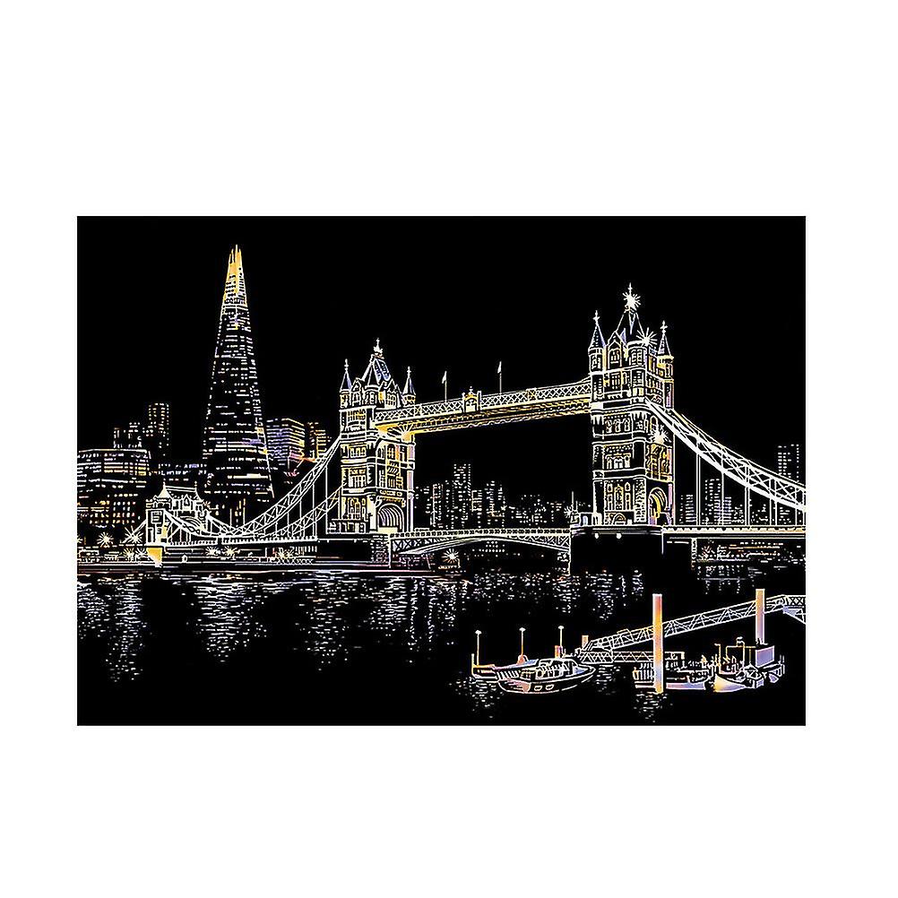 Erwachsene Kratzen Zeichnung Handgemacht Kratzen Zeichnung Geschenk Erwachsene Dekompression Werkzeug DIY Craft (London Tower Bridge)