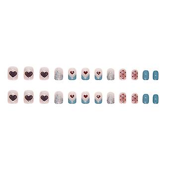Short Square Press-on Nails Glitter Short Detachable Nail Enhancements