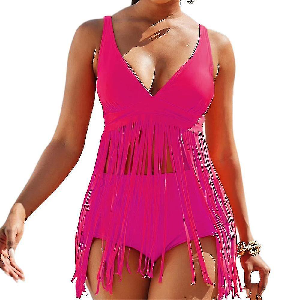 ROSE GAL Women's Plus Size Halter Backless Tankini Swimsuit Set With Boyshorts - Red, Size 1X