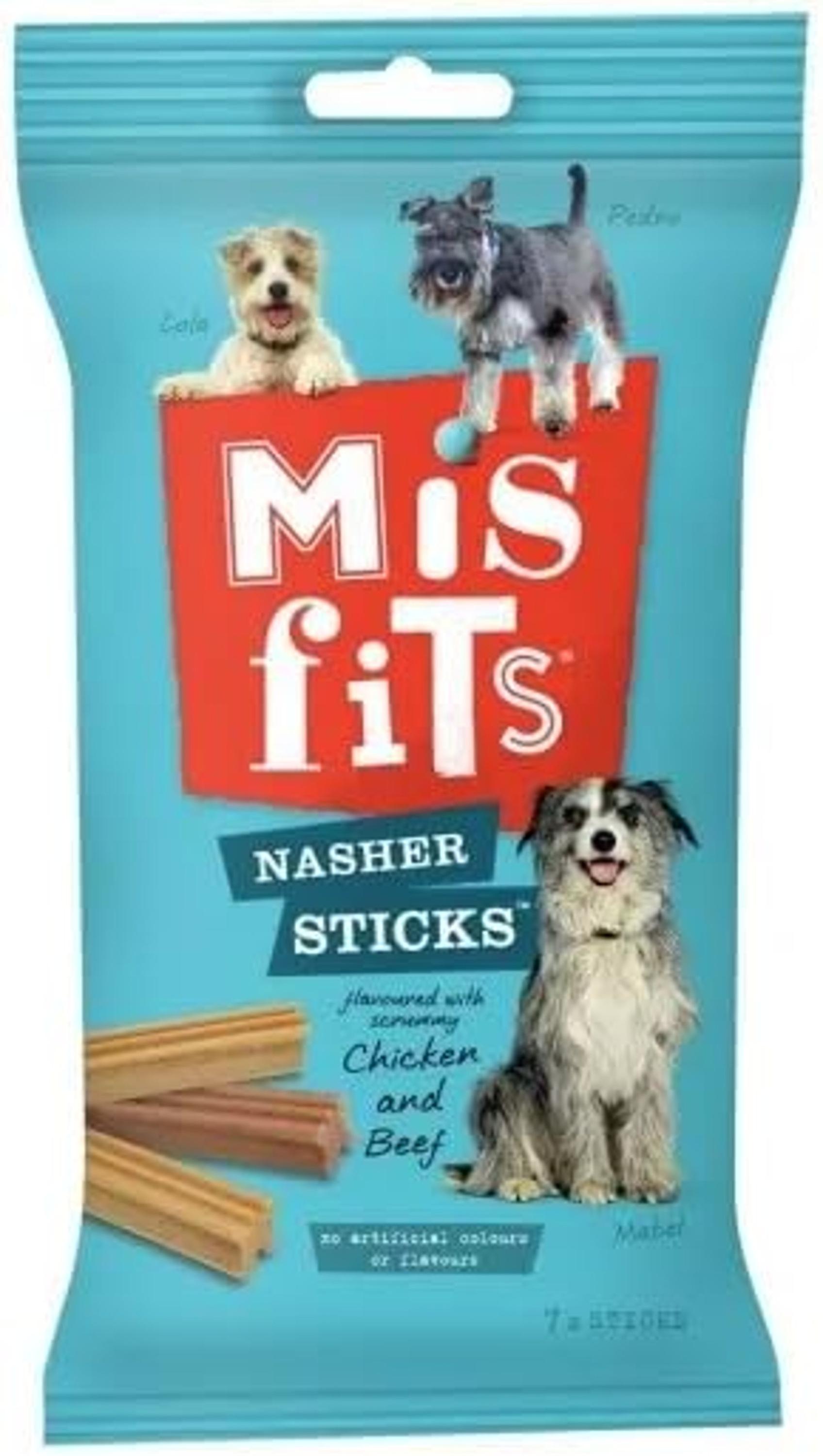 Misfits Nasher Sticks Chicken and Beef Medium Dog Treat Case of 10
