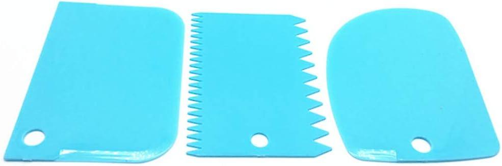3 PCS Dough Scraper Bowl Scraper Cake Scraper Plastic Dough Cutter Serrated Edge Scraper Curved Edge Scraper Food Scraper for Bread Dough Cake, Blue
