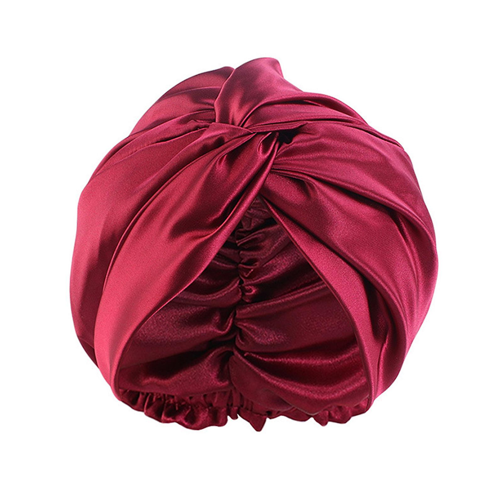 Adjustable Satin Faux Silk Bonnet Front Knot Back Adjustable Buckle Large Long Curly Hair Wrap Drawstring Beauty Hat