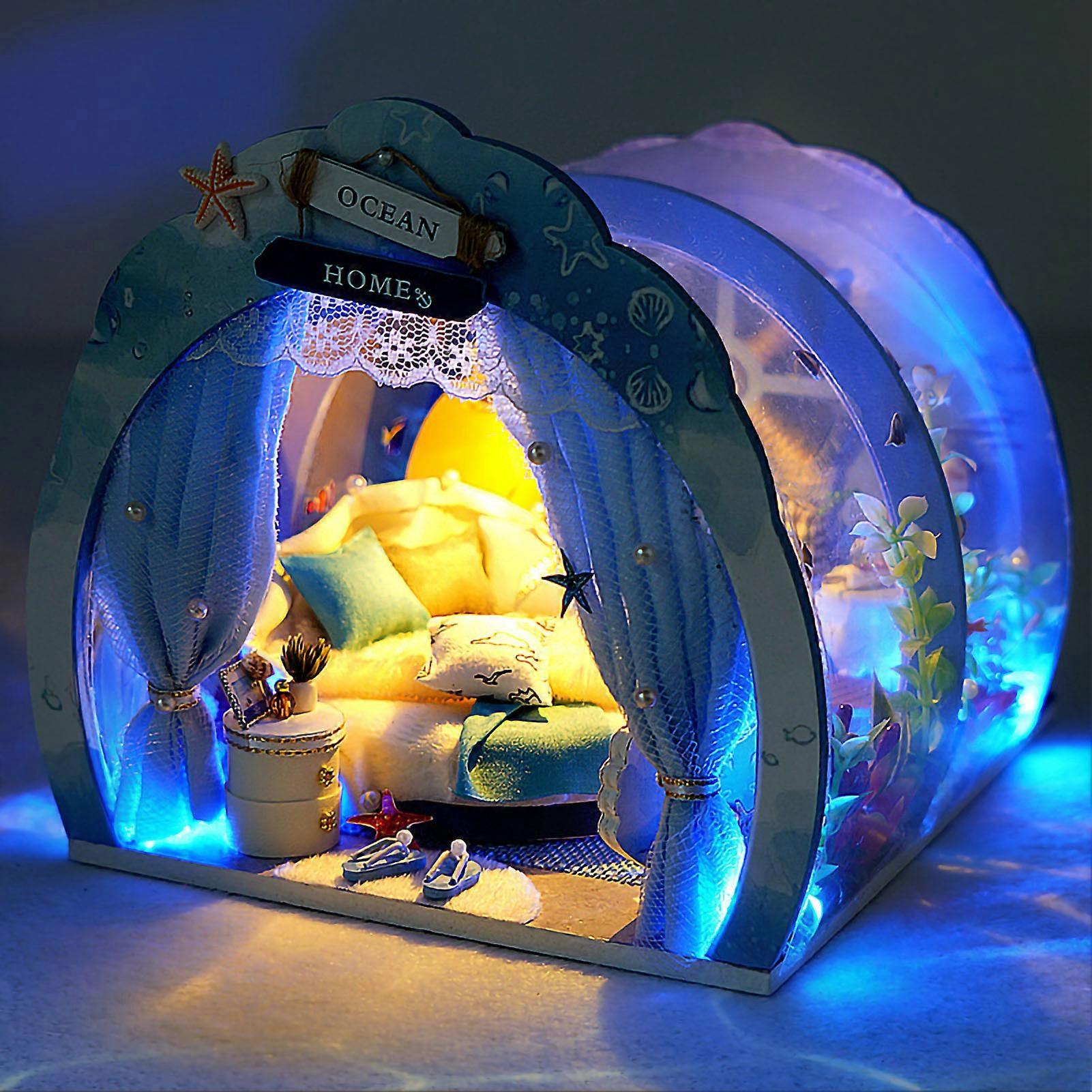 ブルードリーム海底タイニーハウスキット18x16x14.5cm LEDライトおもちゃ