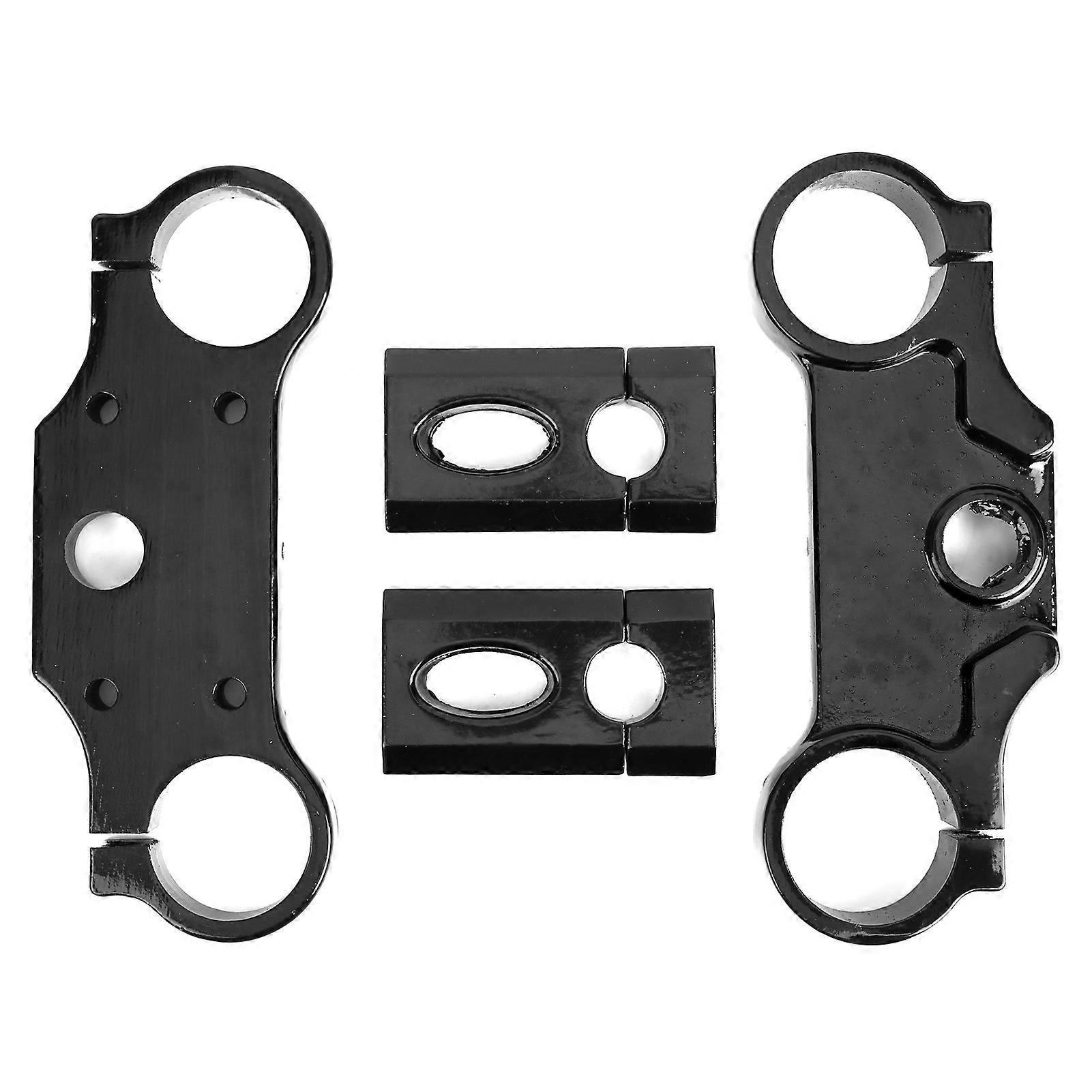 Motorcycle Handlebar Triple Tree Clamp Assembly Durable Metal Lightweight Design Easy Installation Black Finish For Front Fork Stabilit