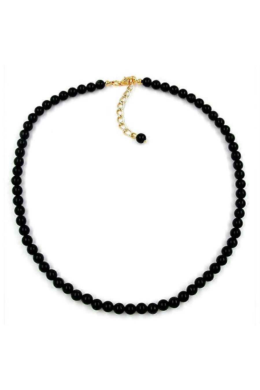 Necklace Beads 6mm Shiny Black - Gl05693