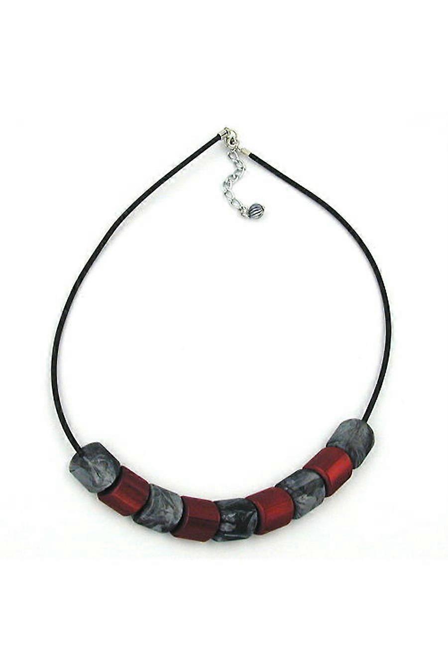 Necklace Slanted Bead Red-grey 45cm - Gl02690