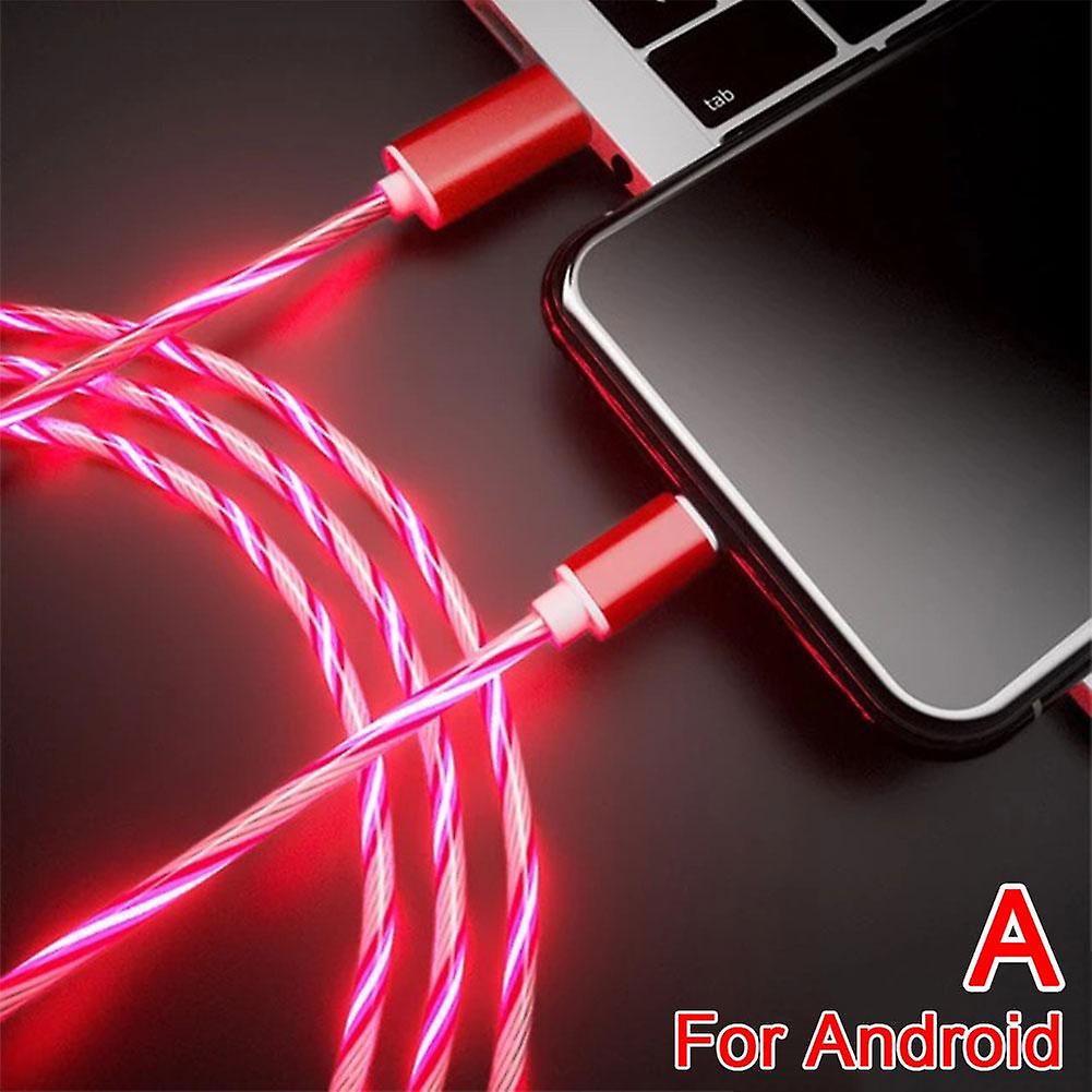 Android/TypeC Fast Charging Cable LED Luminous Glow Flowing USB Cable Colorful