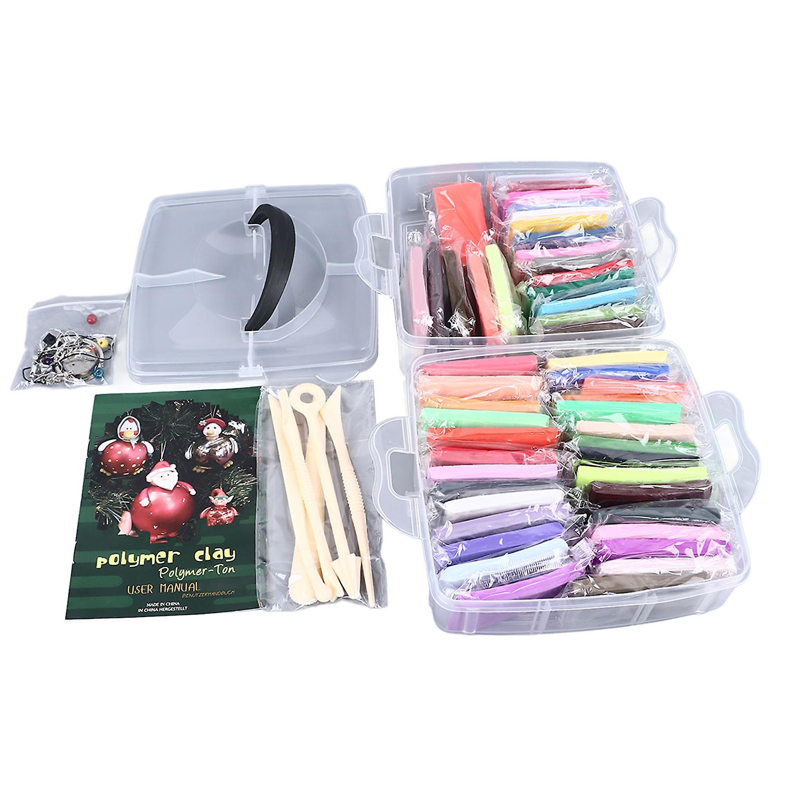 48 Colours Modelling Clay Set Soft Light Safe Easy To Mouldable Polymer Clay Set for Children Over 3 Years Old 