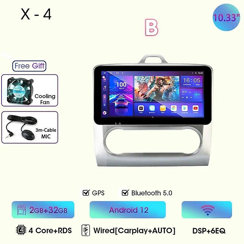 10.33 Inch Car Radio For Ford Focus 2 Mk2 Mk3 2004 - 2011 2din Android 12 Carplay Multimidia Video Player Navigation Head Unit