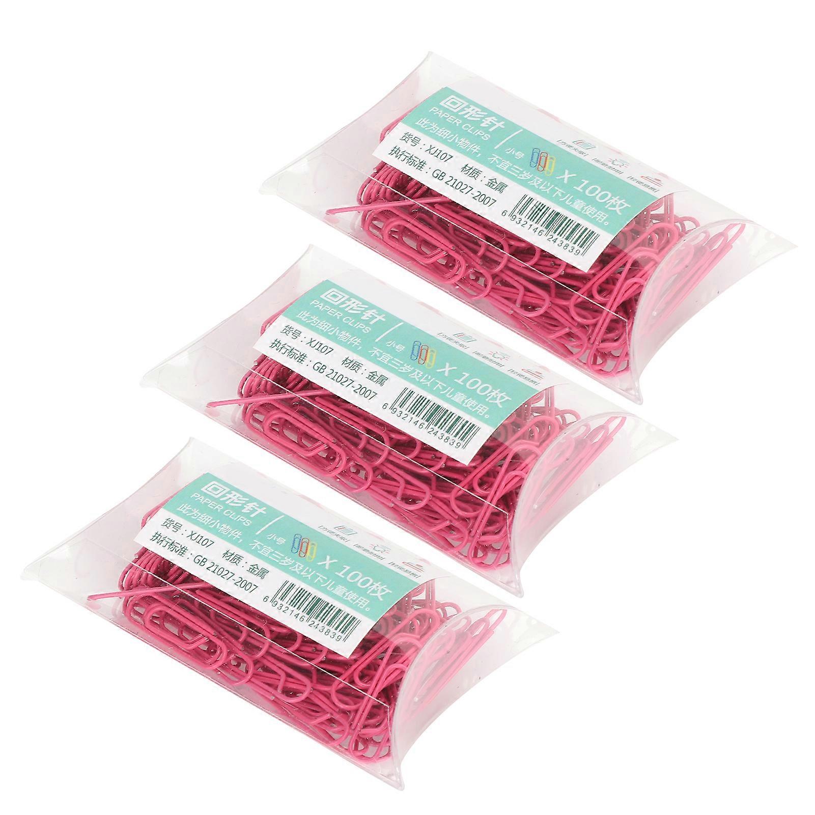 3 Boxes Paper Clip Small Portable Rose Red Shaped Cute Pin for File Classification