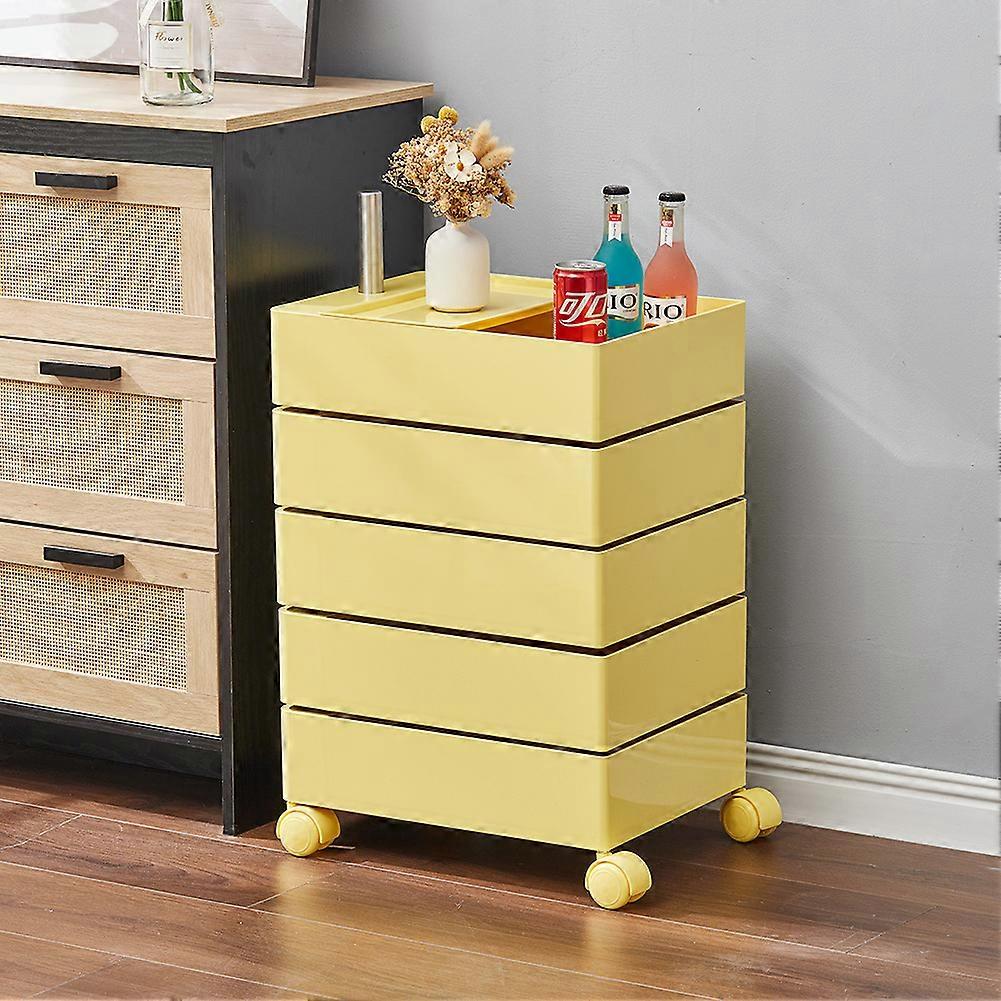 Storage Drawer Unit  Minimalist Rotating Storage Drawer Unit Multi-Layer Rolling Chest Yellow