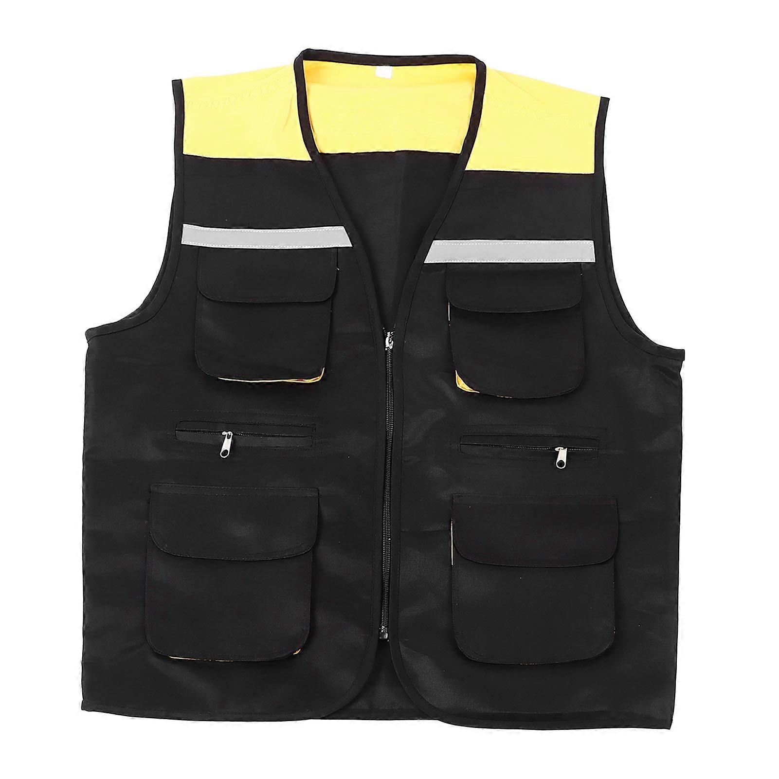 DEWIN Work Vest, Reflective Multi Pockets Practical Engineer Vest for Construction Site Mechanical Operation(4XL-balck)