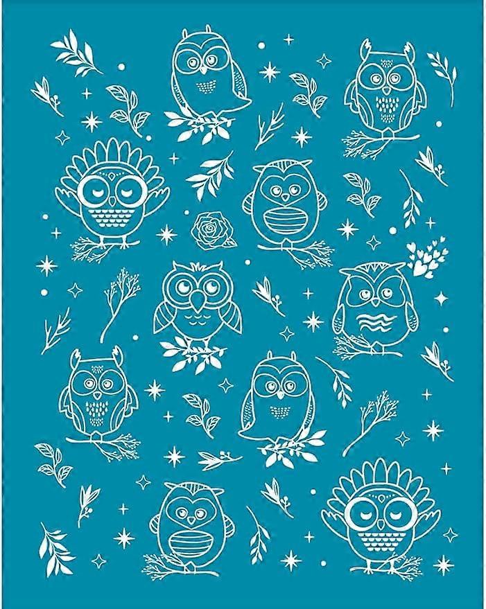 4x5 Inch Clay Stencils Owl Pattern Silk Screen for Polymer Clay Bird Branch Silk Screen Stencils