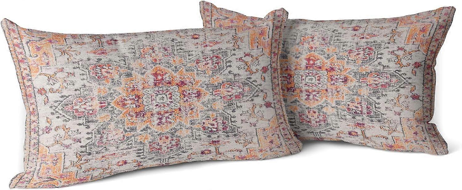 Conjunto de 2 Carpetes com Padrão Boho Estilo Étnico Design Decorativo Poliéster Cintura Fronha Capa de Almofada 12x20 Polegadas Boho 18