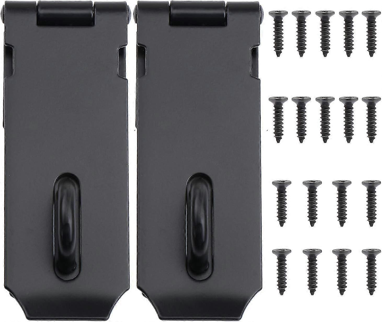 2 Pack Stainless Steel Padlock with Security Clasp for Cabinet Door, Garden Gate, Door Cupboard, 2 Pcs (Black)