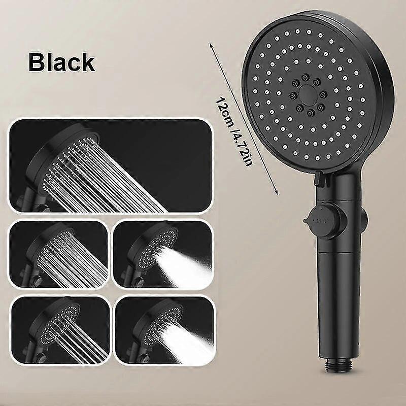 High quality5 Modes High Pressure Black Shower Head With Button One Key Stop Water Handheld Showerhead Filter Shower Head Bathroom Accessory
