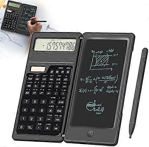 Solar Scientific Calculator with 6 inch Writing Pad 10-Digit Foldable Calculator with Solar Battery Professional Portable Ultra-thin Desk Calculator N
