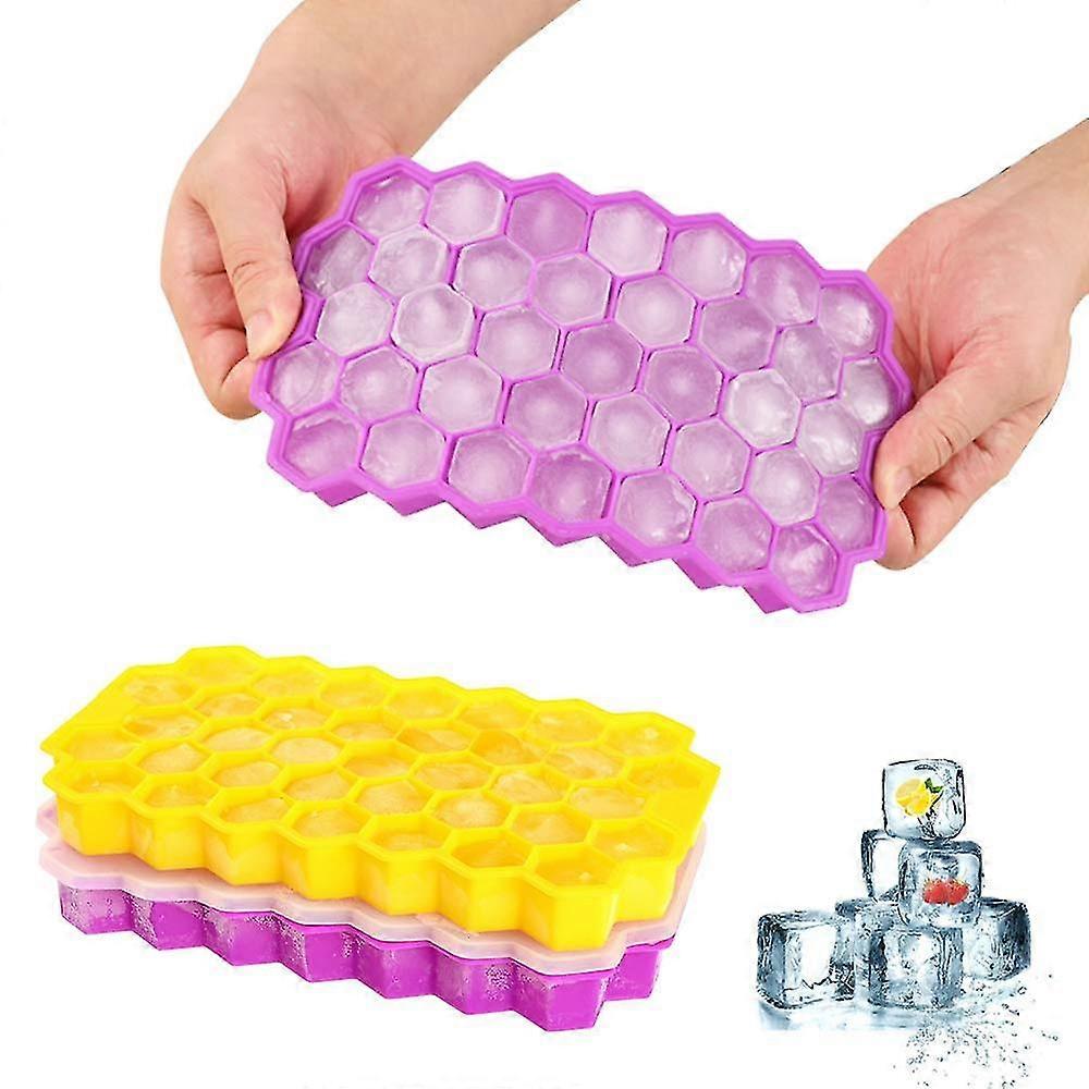2 Pack Silicone Ice Cube Tray 37 Compartment Ice Cube Mold With Cover
