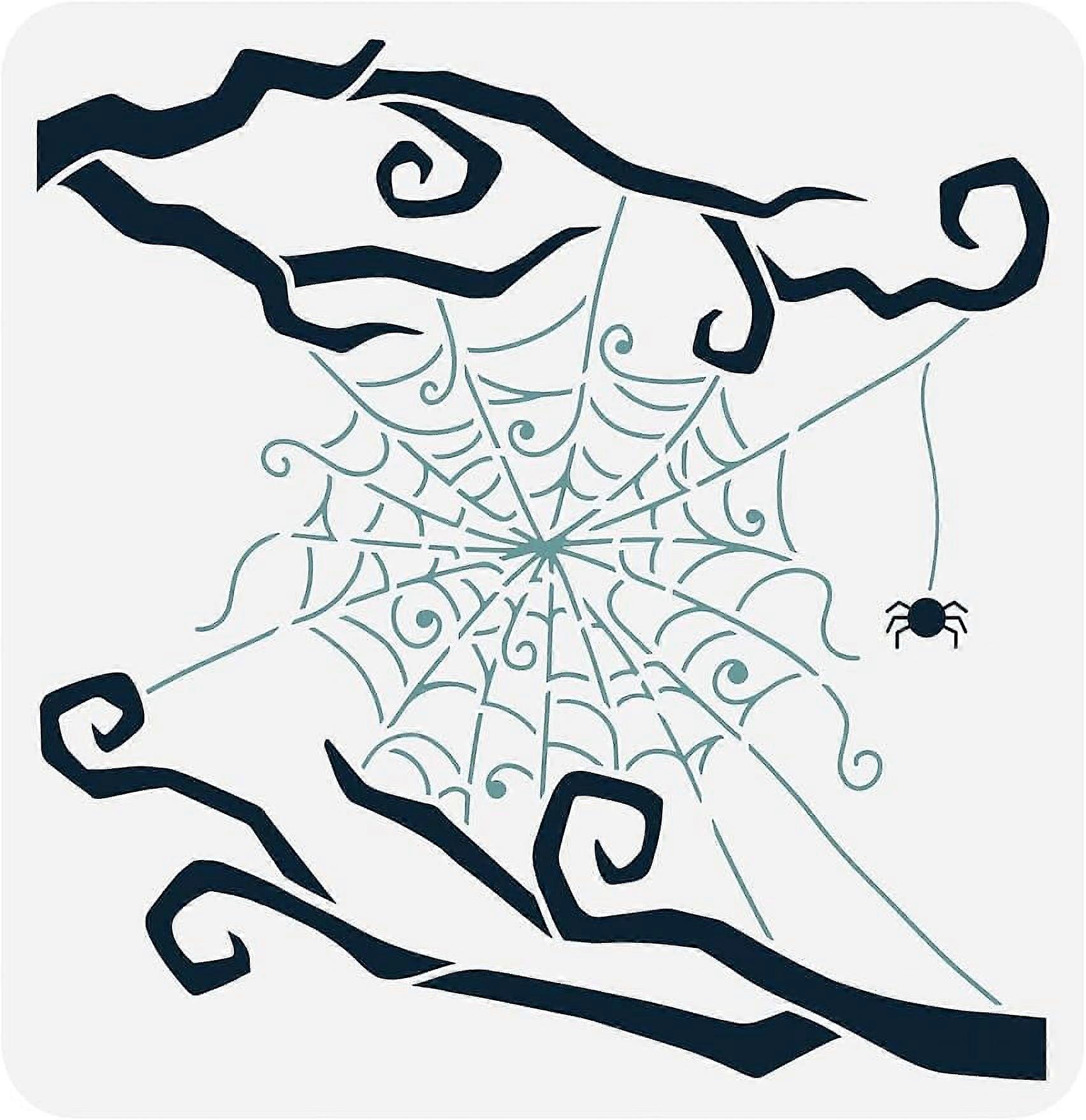 1Pc Whimsical Spider Web Stencil Reusable Spider Web Stencil Halloween Themed Pattern Stencil for Painting