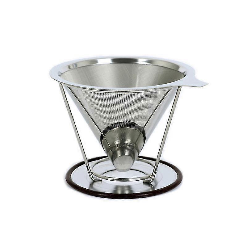reusable coffee filter cone shape dual layer coffee filter mesh basket with stand 125mm