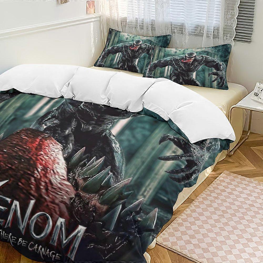 c513 Venom Conjuntos de Edredom de Cama, Conjunto de Cama de 3 Peças Conjunto de Cama Macio e Quente com 1 Capa de Edredom e 2 Fronhas para Quarto Todas as Estações hno513